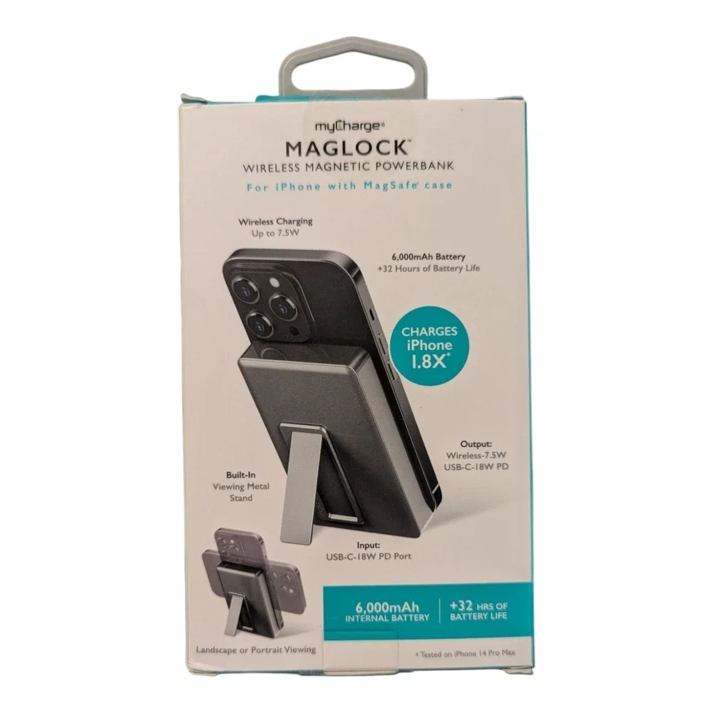C6. MAGLOCK 6K mAh 7.5W Magnetic Wireless Charger with Stand + 20W PD USB-C